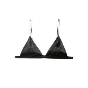 Fleur du Mal Luxe Triangle Bra Thong Black Small